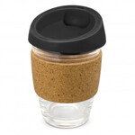 Reusable Glass Coffee Cup w Cork Band - 340ml